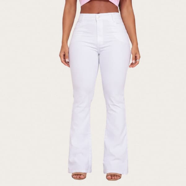 Calça Flare Feminina Boca Sino Tradicional Ajustada Corpo Cintura Alta Design Elegante Modeladora