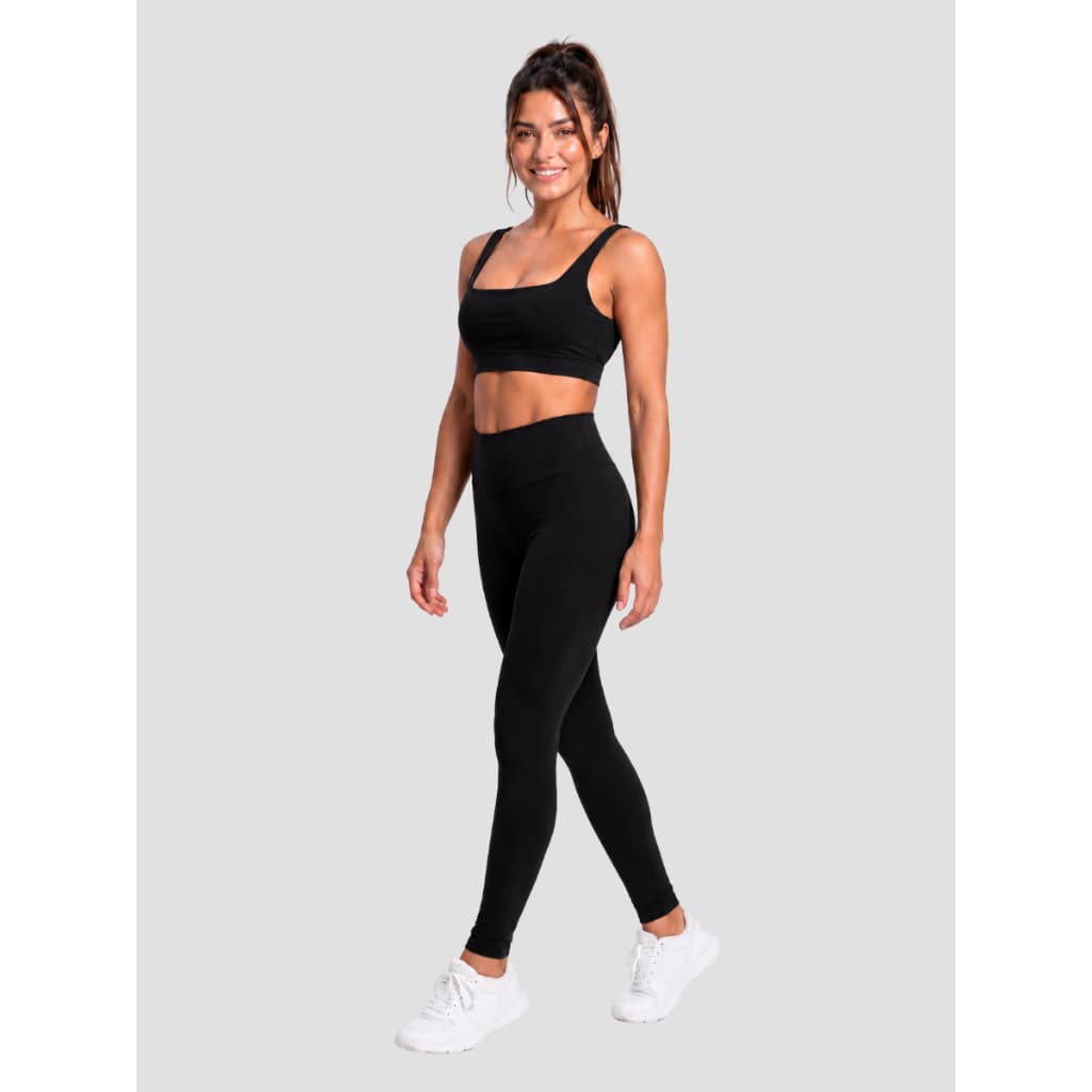 Conjunto Top Decote Costa e Legging Com Elástico Personalizado Preto