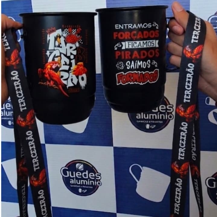 Kit Terceirão 2026: Caneca de Alumínio Personalizada + Tirante Exclusivo