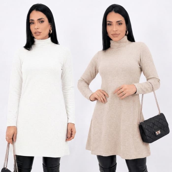 Poncho Casaco Feminino Lanzinha Gola Alta Manga Longa Inverno Elegante Confortável