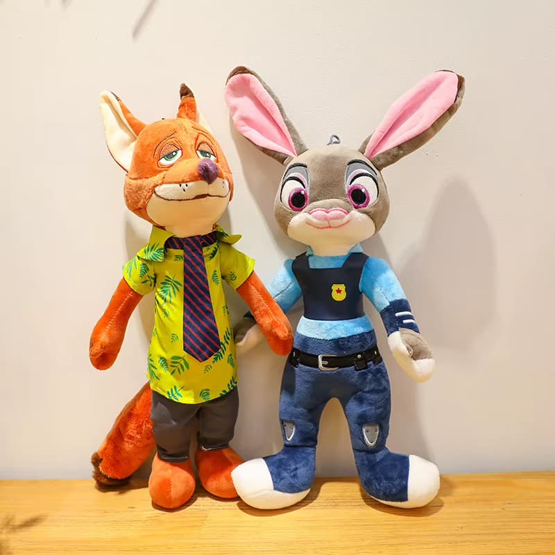 Kit 2 Pelúcia Zootopia 40cm Judy Hopps e Nick Wilde  super Macia Brinquedo Infantil Presente