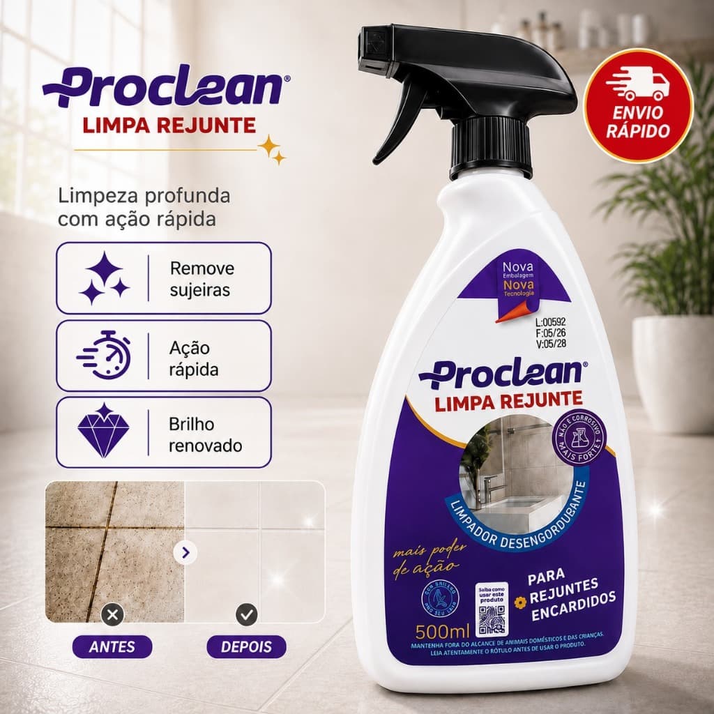 Limpa Rejunte 500ml Proclean limpa Piso Azulejo Encardido Manchado Mofo Sem Esforço