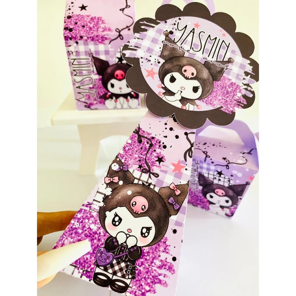CAIXINHA KUROMI - PEGUE E MONTE -  PERSONALIZADAS COM NOME E IDADE - KIT FESTA, ANIVERSARIO, DECORAÇÃO, LEMBRANCINHA