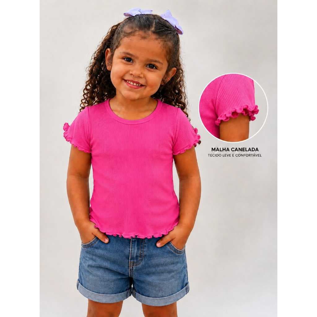 Blusa Manga Curta Infantil Menina 2 ao 10