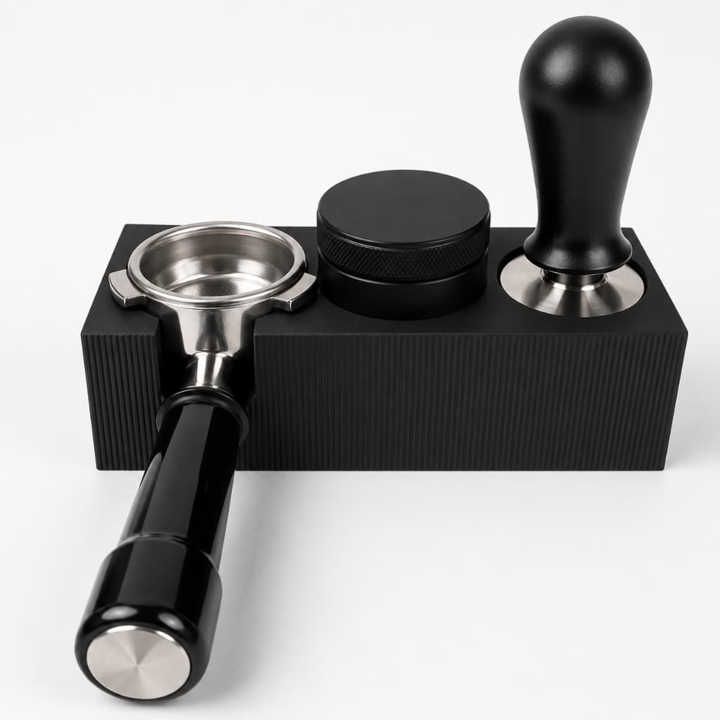 Estação de Compactação para Café Espresso Suporte Porta Filtro Tamper Barista Preto