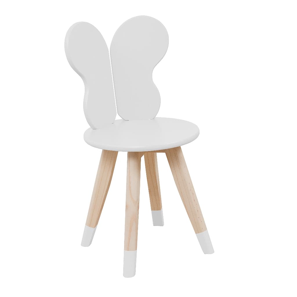 Cadeira Infantil Borboleta de Madeira para Mesa Infantil Quarto Criança Brinquedoteca Montessori Rosa Decorativa