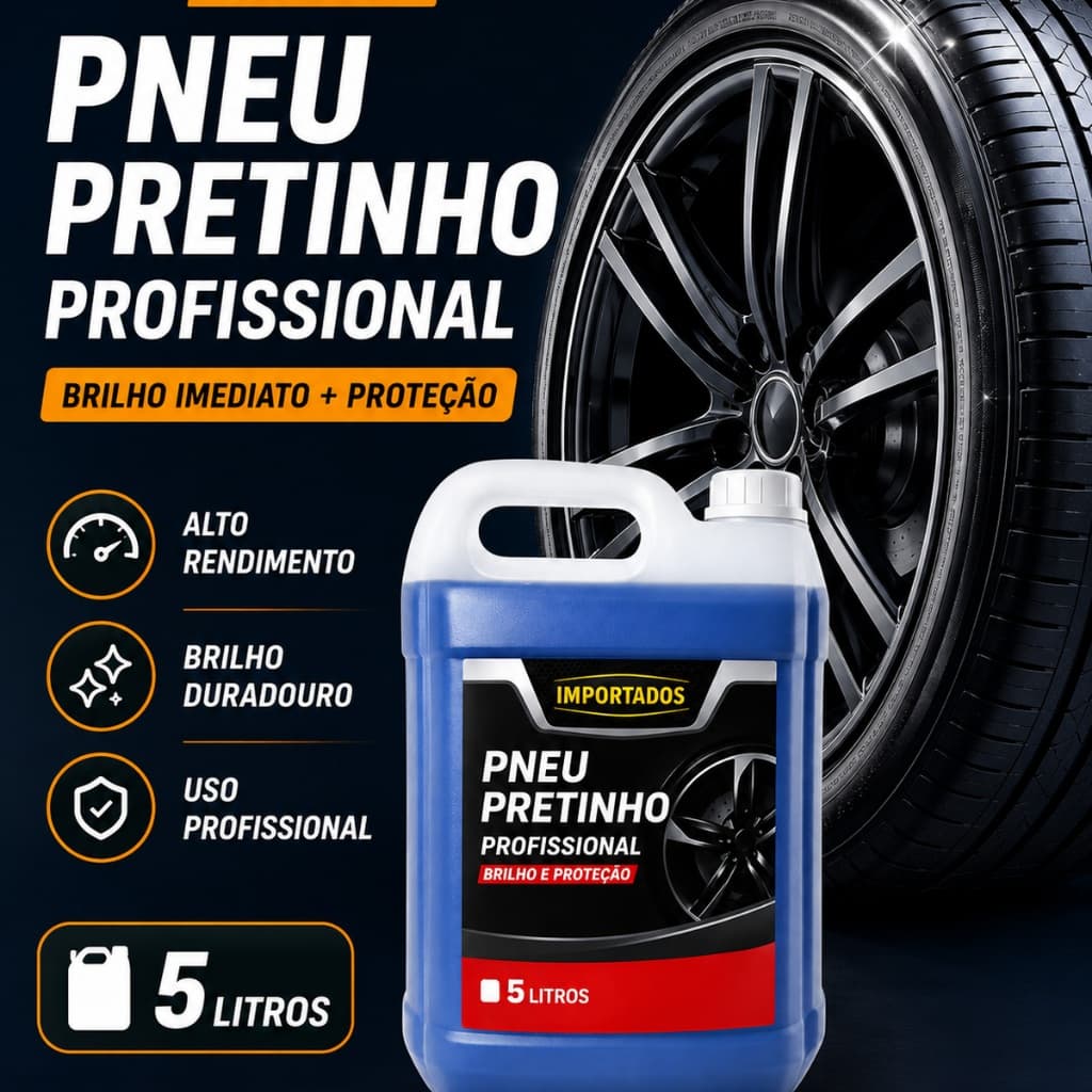 Pneu Pretinho 5 Litros Revitalizador Automotivo Brilho Intenso Duradouro Proteção Carro Profissional