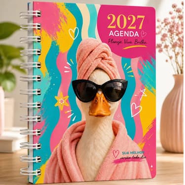 Agenda Planner 2027 Animais Realistas Fofos Presente A5 Capa Dura Pata