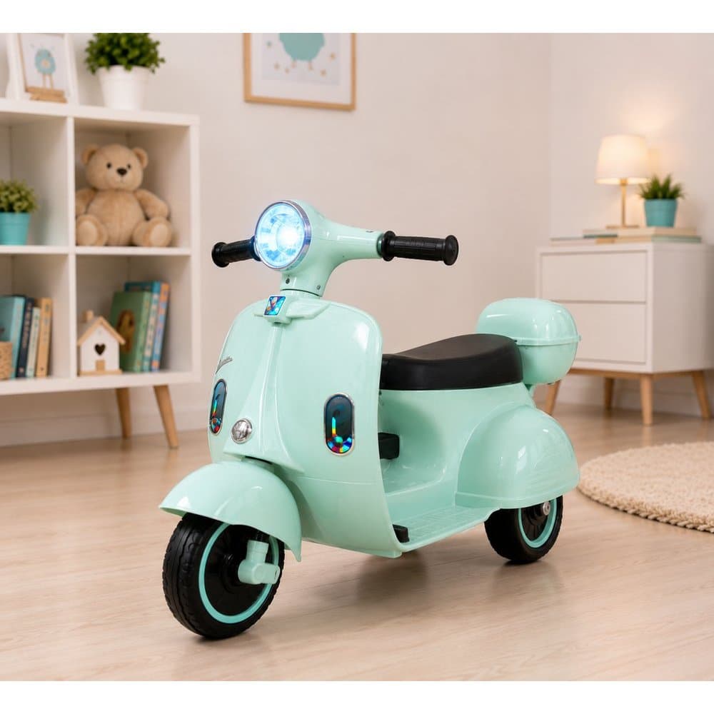 Moto Elétrica Infantil criança menino uni toys farol  Scooter 6V cor azul celeste Tiffany