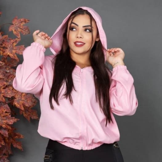 Jaqueta Corta Vento Femenino Tecido Tactel com Toca/ Esportivo/ Ar Livre/ Basico/ Casual