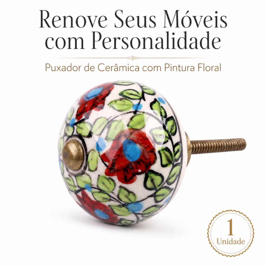 Puxador Cerâmica Armário Móveis Gaveta Antique Colonial