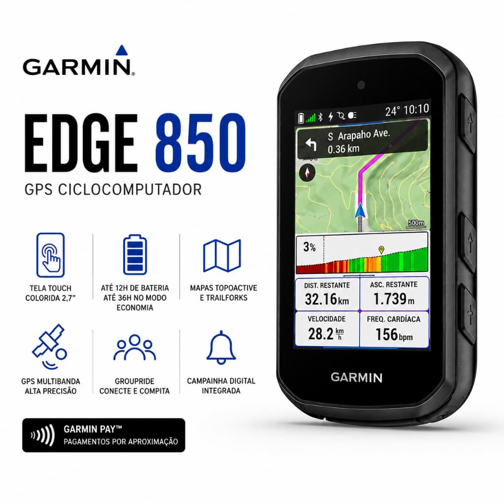 Ciclocomputador Garmin Edge 850 Ciclismo Mountain Bike Trilha Cicling Original Lacrado Garantia