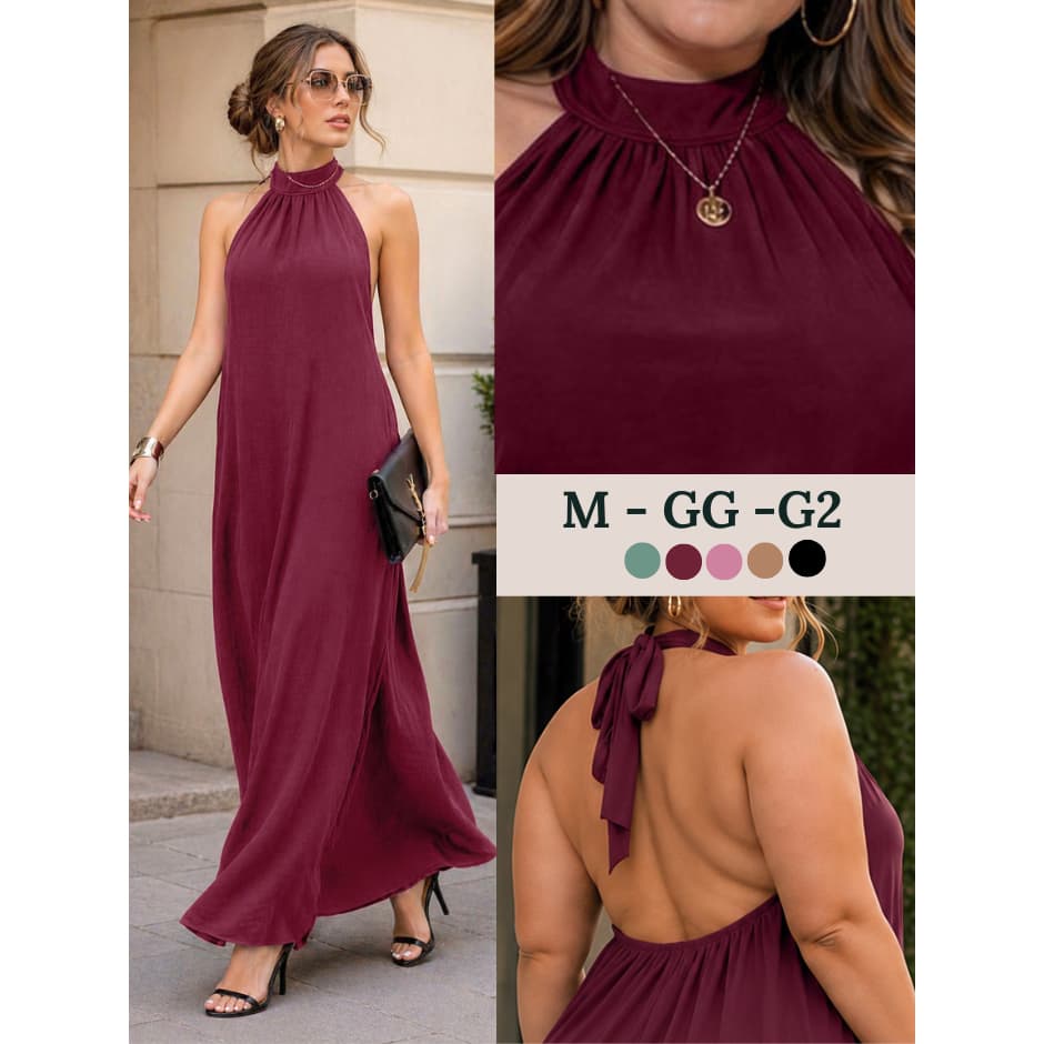 VESTIDO LONGO FEMININO TECIDO DUNA MODA VERÃO VESTIDOS FEMININOS PREMIUM CASUAL FRESCO ESTILOSO SOLTINHO ELEGANTE