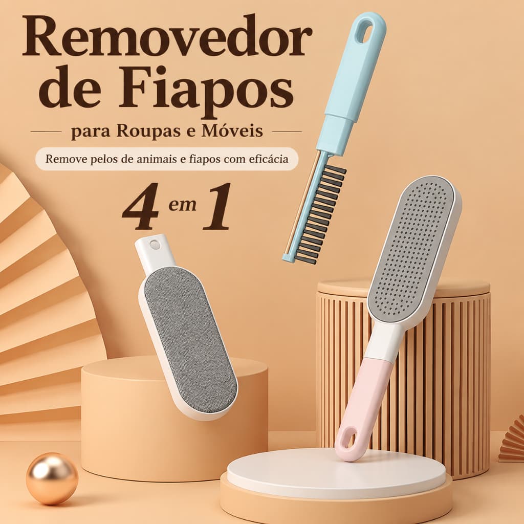 Escova 4 em 1 Removedor de Pelos de Pet para Roupas Sofá Cama Tapete Reutilizável