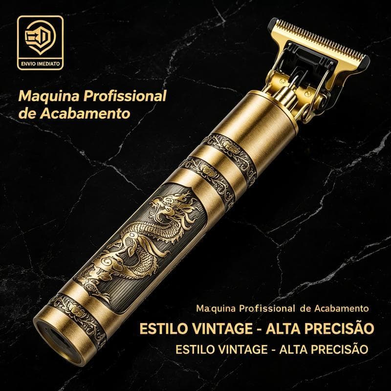 Máquina De Cortar Cabelo E Barba Profissional Vintage T9 Metal Dragão - Recarregável USB