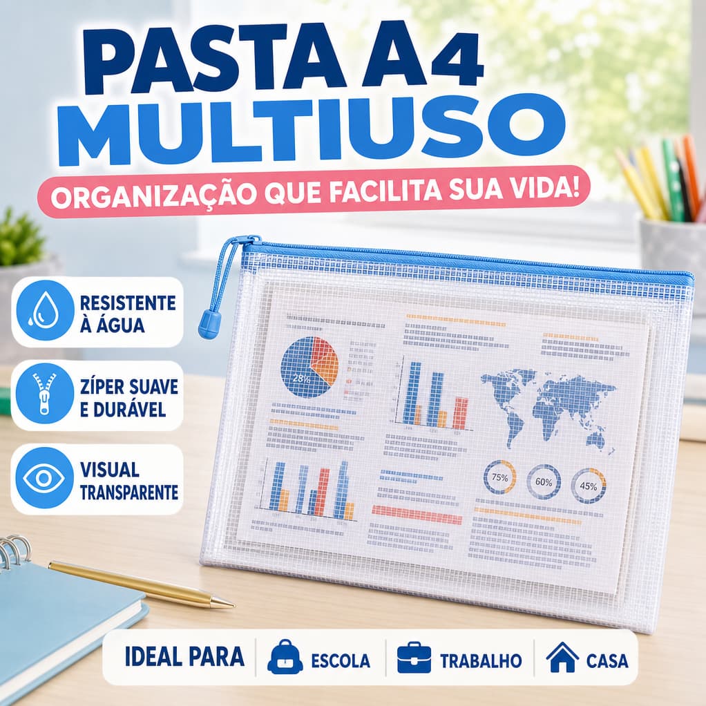 NOVO Pasta de arquivo em tons pastéis A4 impermeável, transparente para estudantes e escritório, guarda documentos