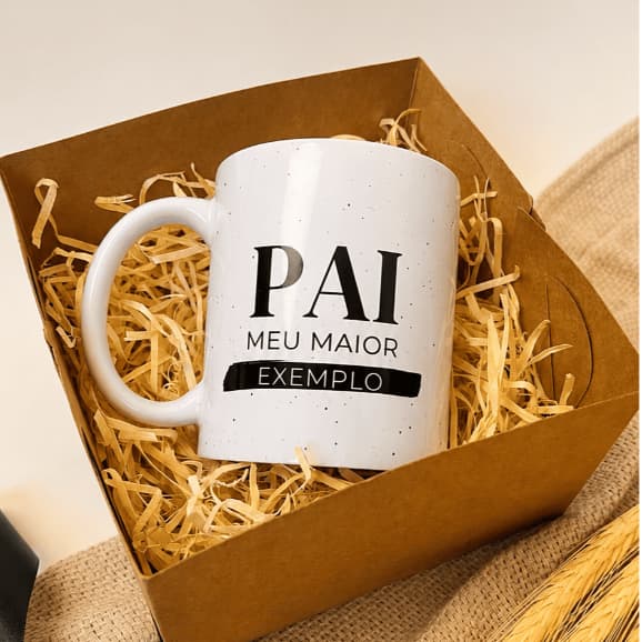 Caneca Dia dos Pais Personalizada | Pai Meu Maior Exemplo | Foto e Nome do Filho | Presente para Pai