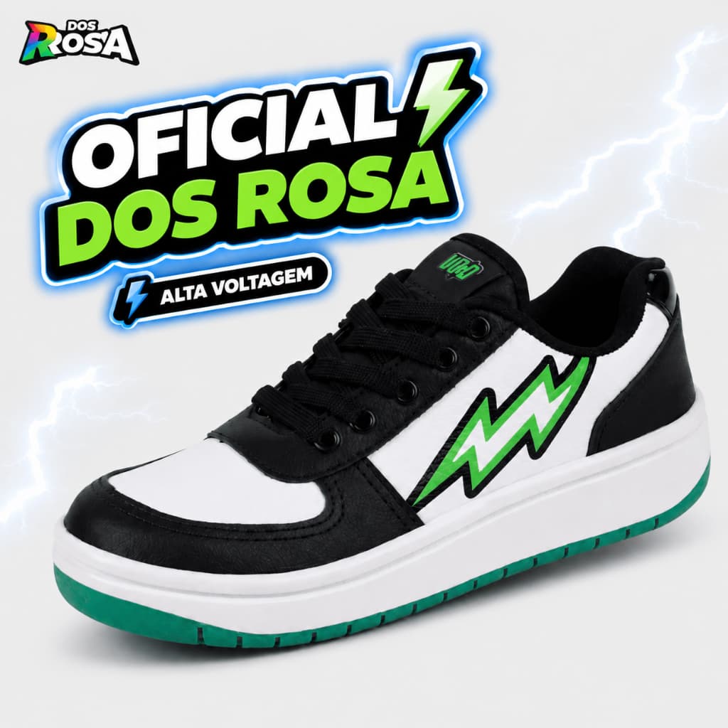 Tênis Menino Infantil Dos Rosa Preto e Branco Alta Voltagem DDR02V