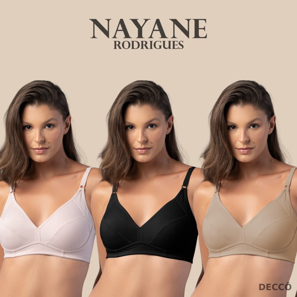 Sutiã Top Nayane Rodrigues Reforçado Sem Bojo Sem Aro, Alta Sustentação Modelador Compressão P ao GG