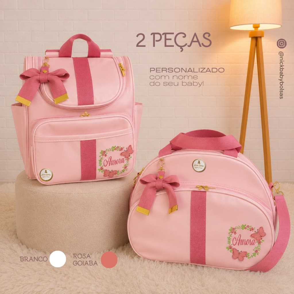 KIT DE BOLSAS MATERNIDADES DE LUXO 2 PEÇAS PERSONALIZADO