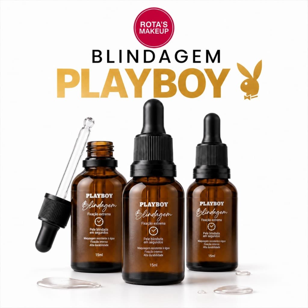 Blindagem Fixação Extrema Playboy 3 em 1 | Maquiagem à Prova D'água 15ml