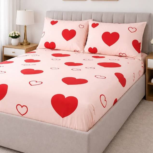 Jogo Lençol Casal Estampado 03 Peças Malha 100% Algodão Elástico Encaixe Perfeito 1,38x1,88x0,30m