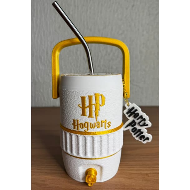 Porta Latas Harry Potter  Hogwarts - Canudo em Inox + Chaveiro