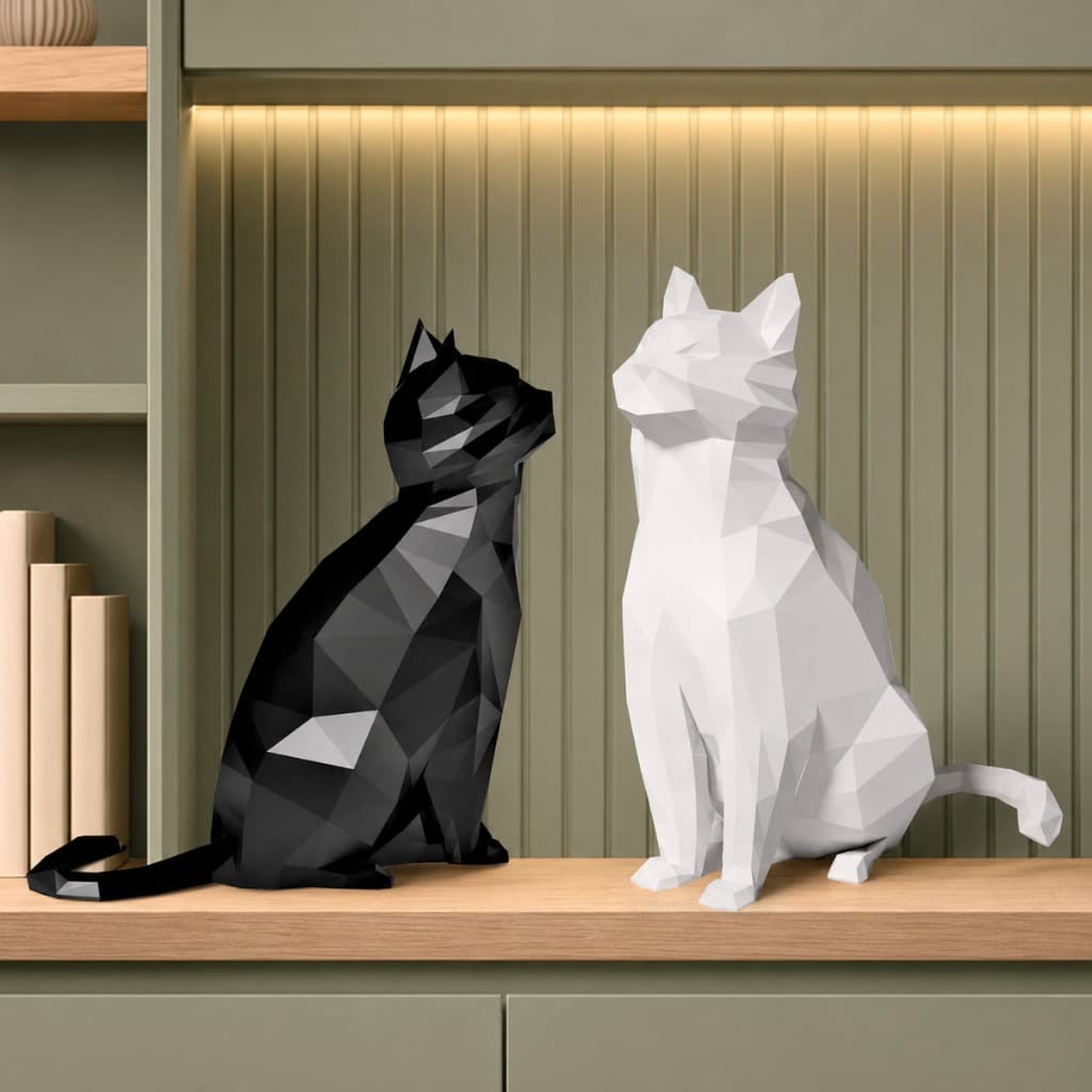 Enfeite Estátua Decorativo Gato para decoração escultura decorar casa sala material plástico SOMENTE uma estátua
