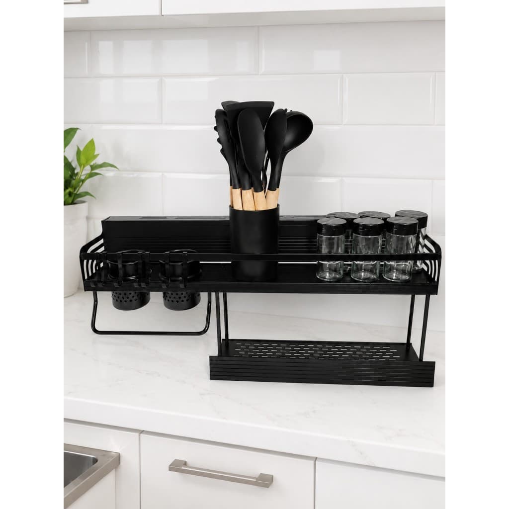 Kit Prateleira, Utensílios E Potes Para Tempero + Brinde