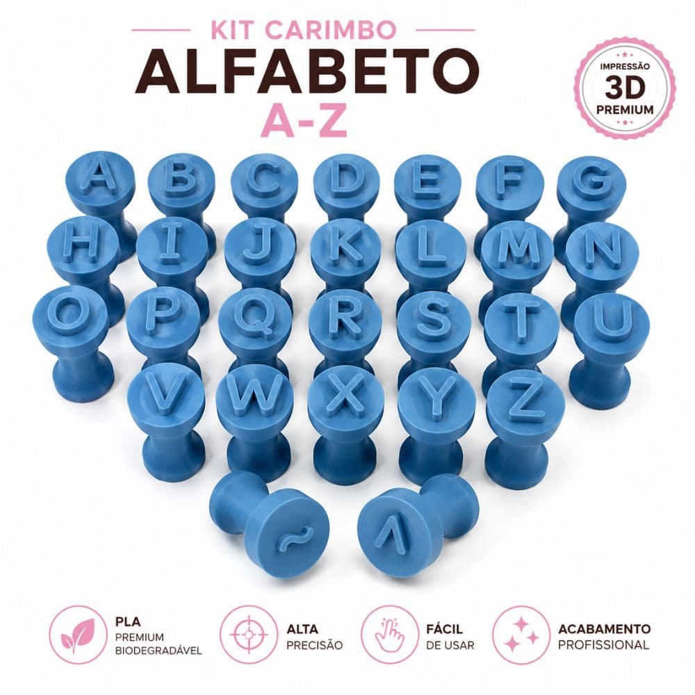 Kit 29 Carimbos Alfabeto para Brigadeiro Letras A-Z Personalização