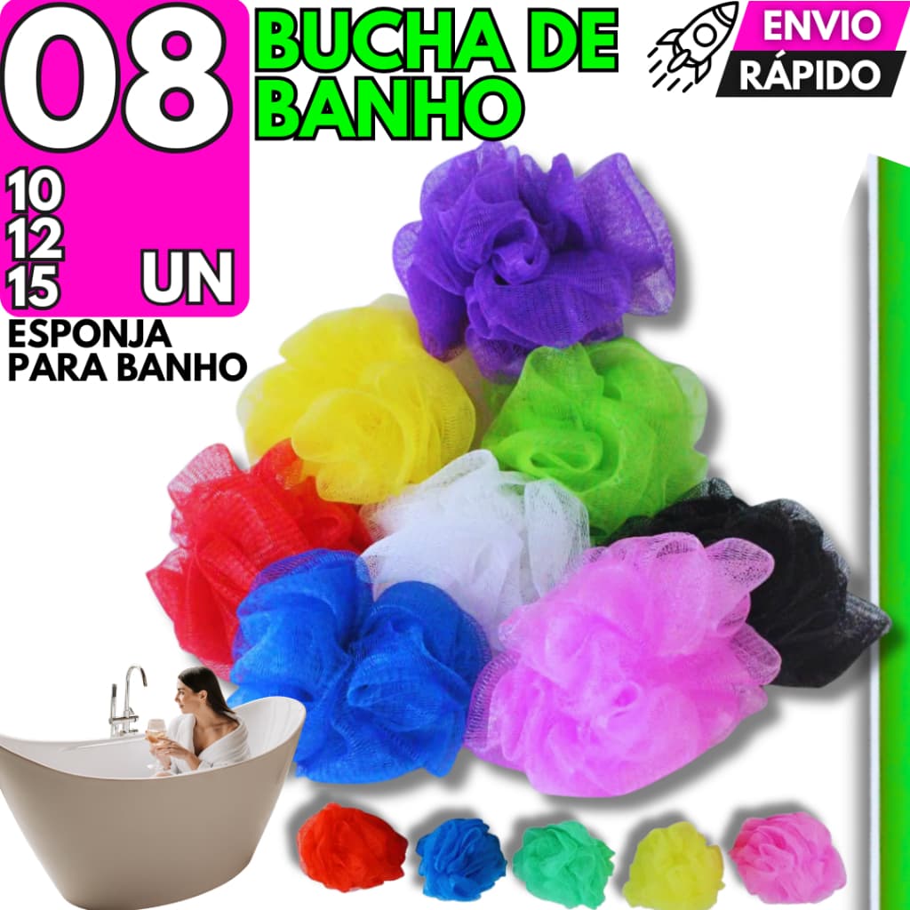 Bucha Banho Premium Esponja Qualidade Relaxante Nylon Sortidas Durável Com Cordinha Cores