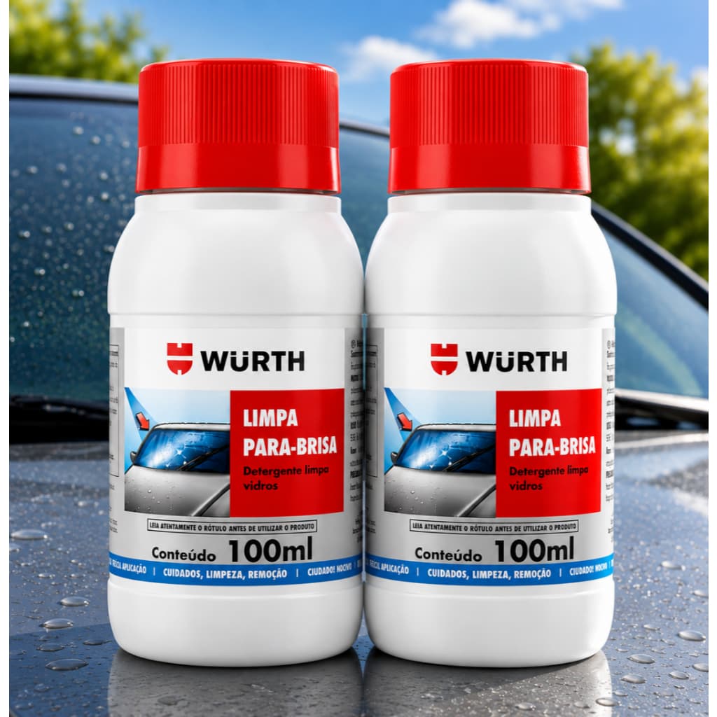 Kit 2 Limpa Para Brisa Wurth 100ml Fluido Liquido Limpeza Parabrisa Automotivo Carro Limpador