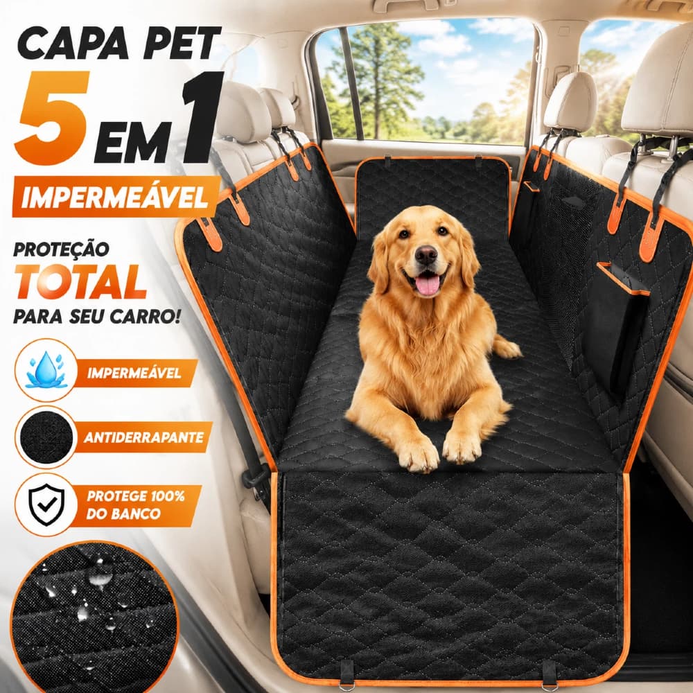 Capa Protetora Pet Impermeável 5 em 1 | Antiderrapante e com Cinto de Segurança - Universal para Banco de Carro