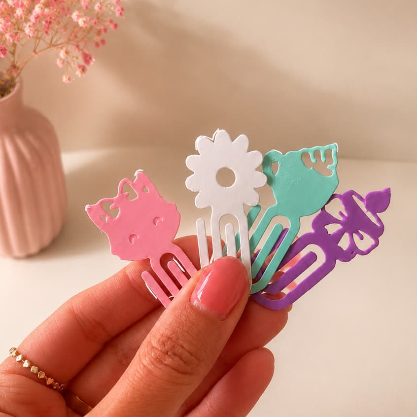 Kit Clips Marcador de Página Fofo Clips Decorativos Premium para Livros, Caderno, Agenda, Planner, Bíblia e Estudos