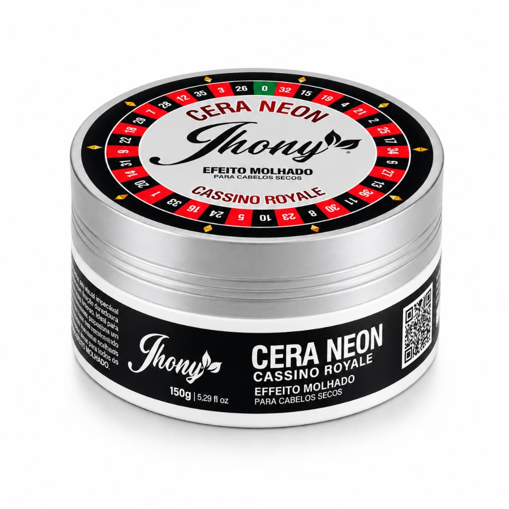 Pasta Modeladora Capilar Cassino Royale Neon Jhony Barber 150g Efeito Molhado com Fixação por 24 Horas
