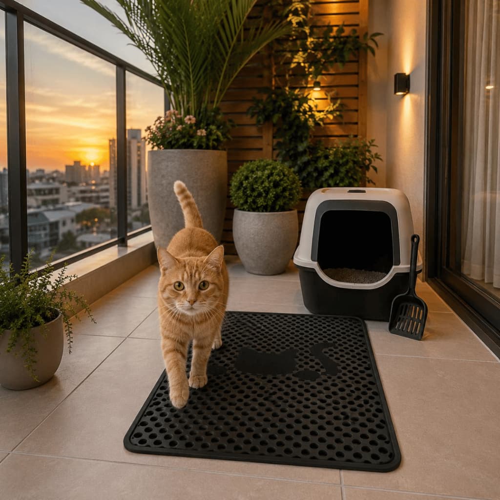 Coletor Areia Higiênico Gatos Capacho Caixa Areia Sanitária EVA Impermeável Antiderrapante 70x50cm