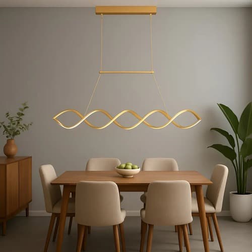 Lustre Pendente LED DNA Ondulado Luminária Espiral Infinito Moderno 40W – Preto ou Dourado