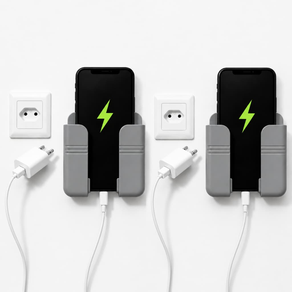 Kit Com 2 Suportes De Parede Multifuncional Para Controle Remoto Celular Carregador E Acessórios