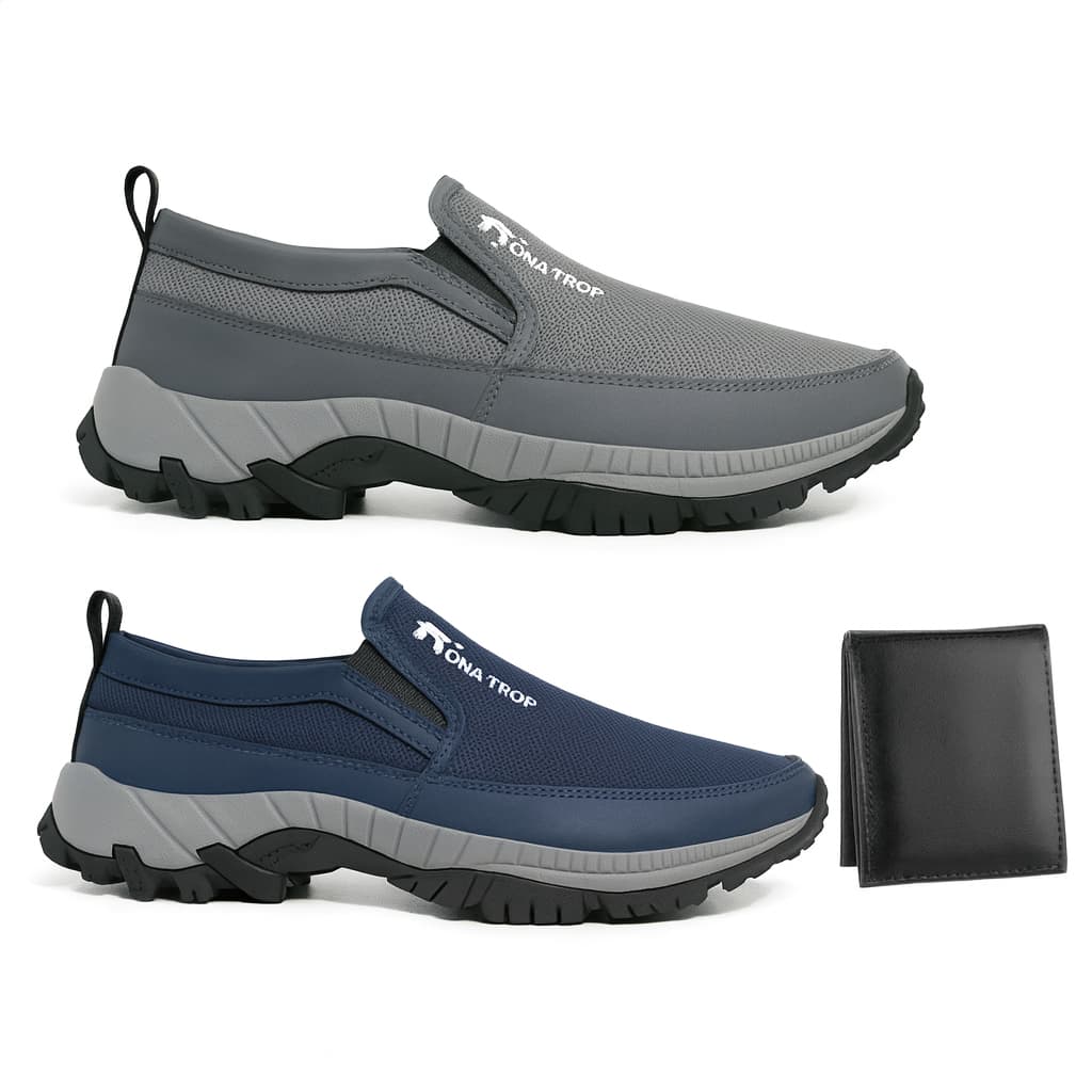 Kit 2 Tênis Mocassim Masculino TKZ Adventure Casual Calce Facil  Sapato Barato Carteira
