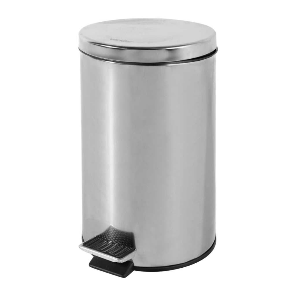 Lixeira Redonda 12 Litros Inox Cinza com Pedal e Fechamento Suave VONDER