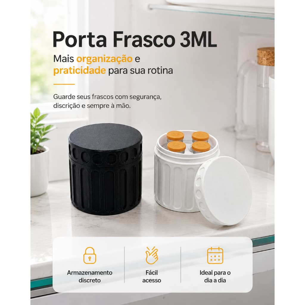Porta Ampolas Frascos Peptídeos Tirze 3ml Estojo Organizador Reforçado para Medicamentos com Tampa