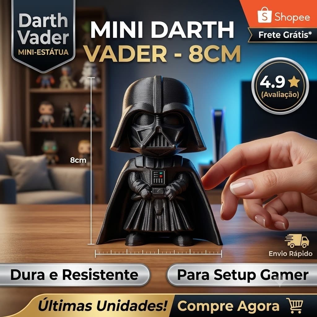 Mini Estatua Darth Vader 8cm Star Wars Boneco Action Figure Decoracao Setup Gamer Geek Presente Colecionavel 3D