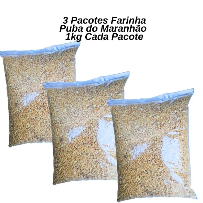 Kit 3 Pacotes - Farinha de Puba do Maranhão (3kg Total) | Tradicional e Azedinha