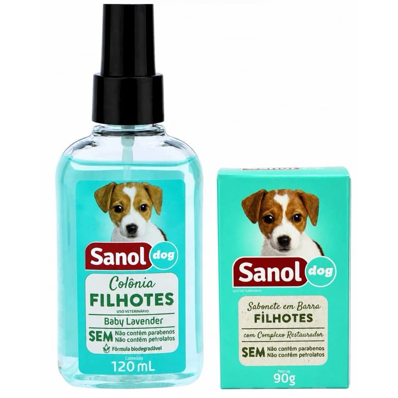 Kit Colônia Filhotes 120ml + Sabonete Filhotes 90g Sanol Dog Pet Cães