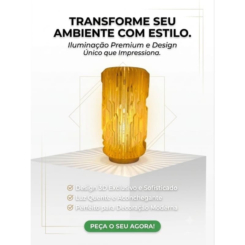 Abajur Luminária LED Premium Decorativa Quarto Sala Cabeceira Luz Quente 2200K Bivolt 100-240V Com Lâmpada Filamento G45