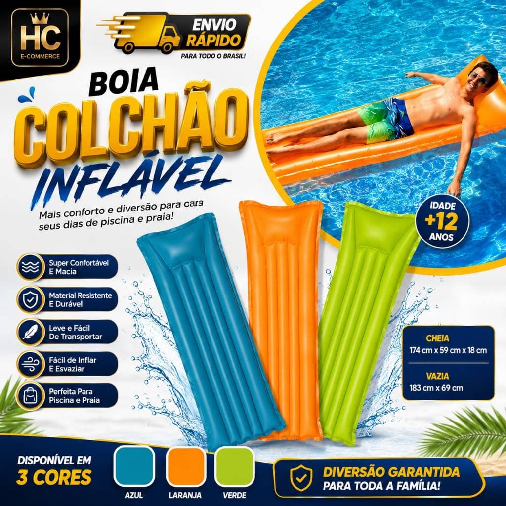 Boia Colchão Inflável para Relaxar - Adultos e Crianças - Piscina, Praia e Lago
