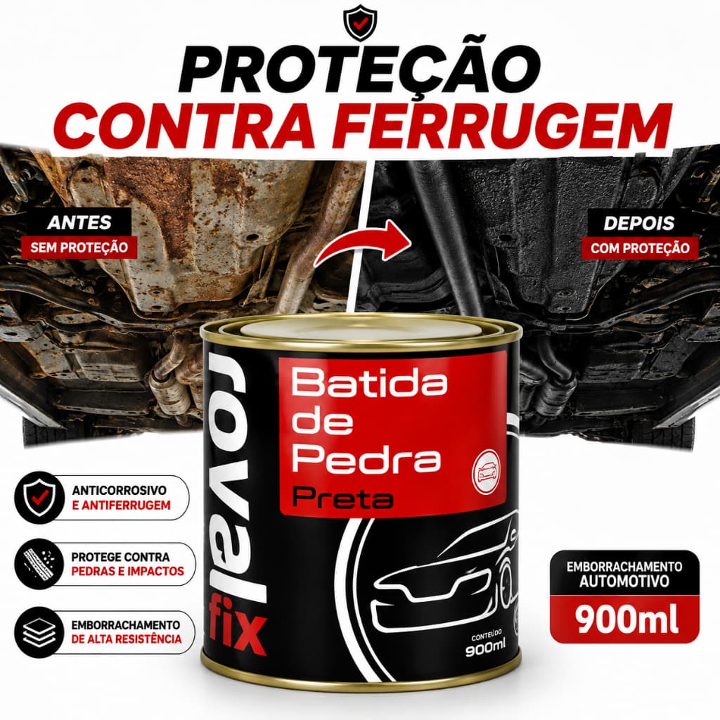 Batida de Pedra Preta 900ml Emborrachamento Automotivo Protecao Assoalho Chassis Anti Ferrugem