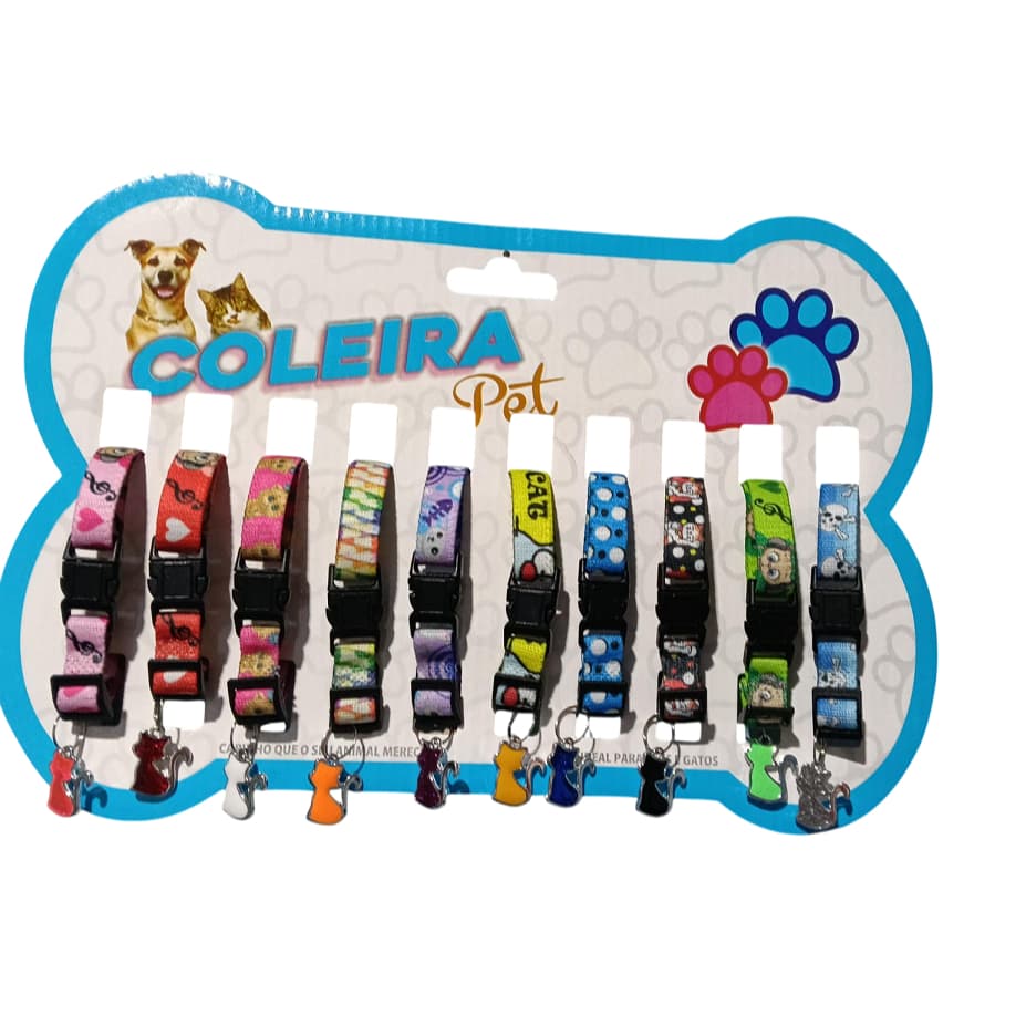 Coleiras para gato 10 unidades com pingente de gatinho