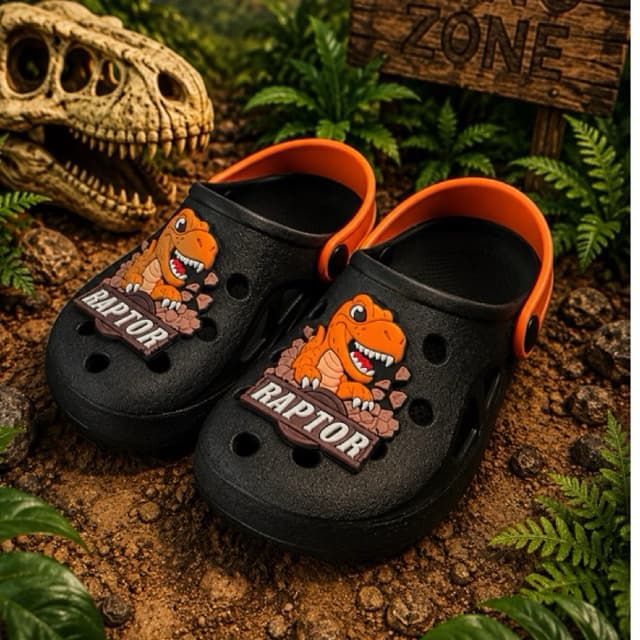 Babuche Infantil Menino Raptor Dinossauro Masculino Estiloso Confortável Macio e Leve Para Todas As Ocasiões