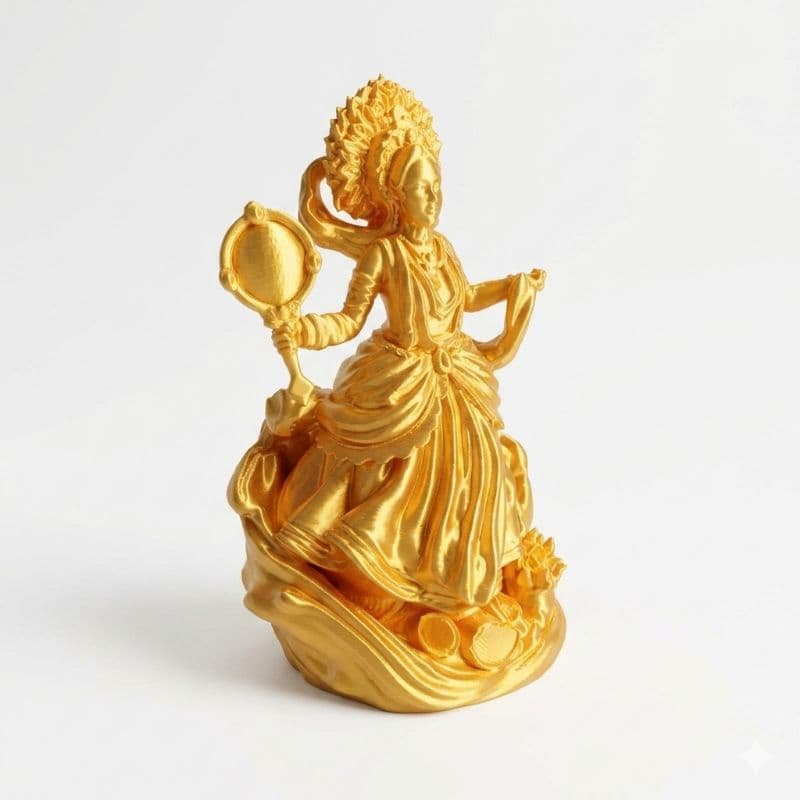 Imagem Oxum Orixá 15cm Dourada - Estátua Luxo Umbanda Candomblé 3D